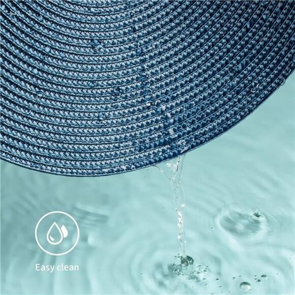 Round Braided Placemats Set of 6 Table Mats for Dining Tables Woven Washable - Picture 3 of 7